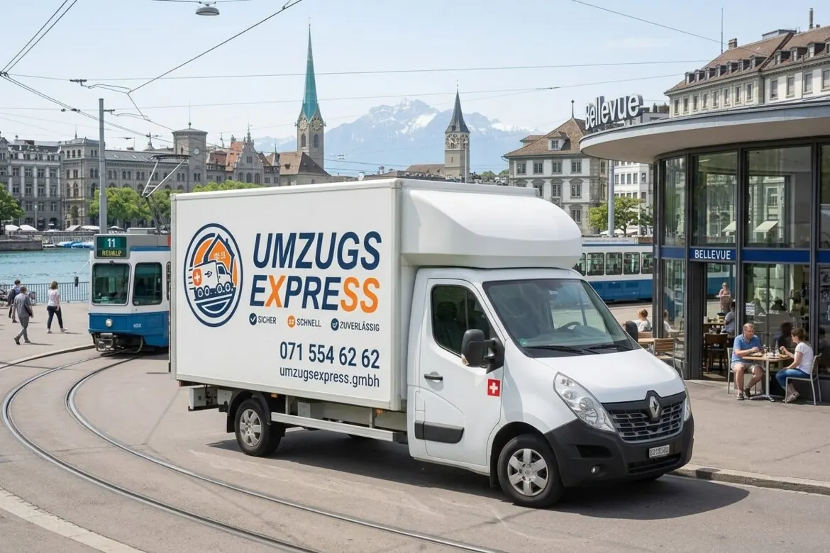 Umzugstransporter von Umzugsexpress in der Zürcher Innenstadt